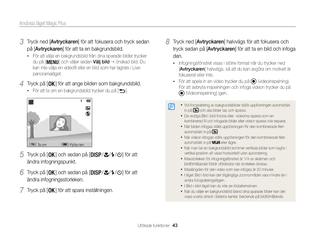 Samsung EC-WB100ZBABE2 manual Tryck på för att ange bilden som bakgrundsbild, Tryck på Och sedan på / / /  